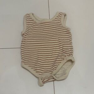 Colored organics Striped Tan and Cream Kids One Piece 3/6m